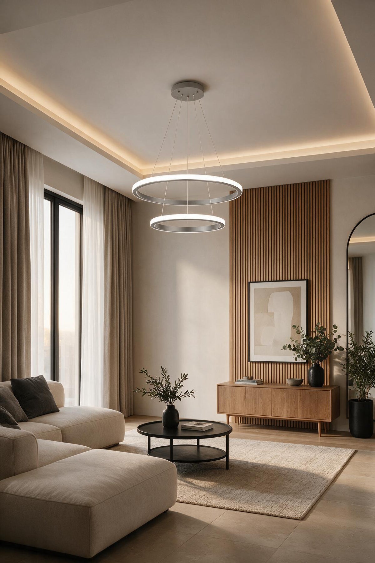 Robin Gri 2'li Beyaz Ledli Modern Avize