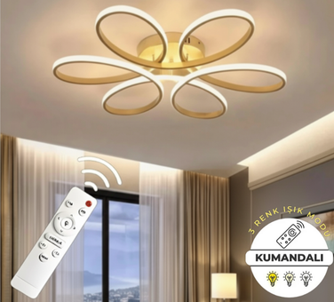 Linda Eskitme Kumandalı 3 Renk 60 cm Plafonyer Avize