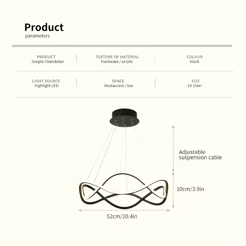 Ezgi Siyah Modern Ultra Süper Beyaz Ledli Avize