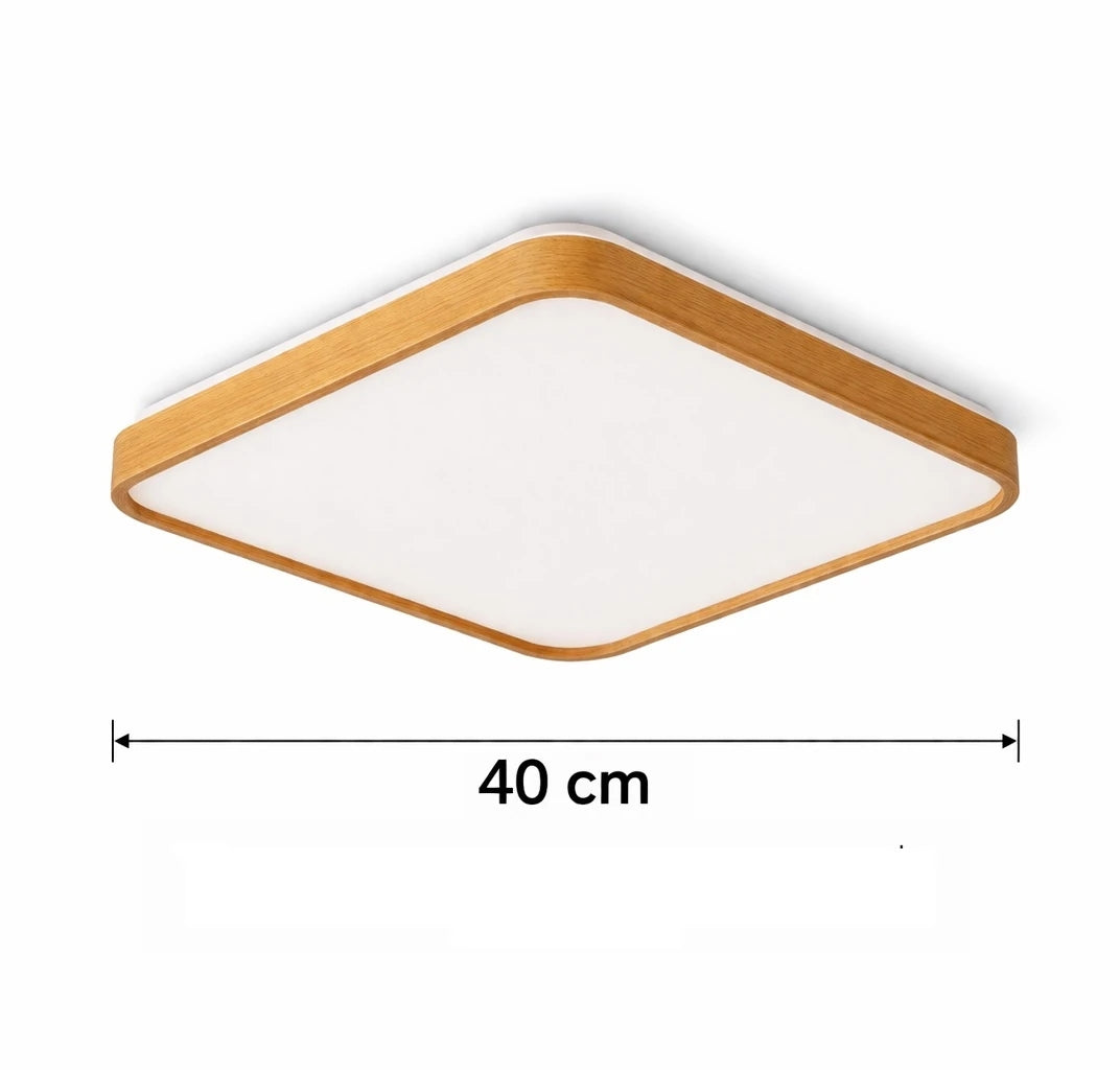 Teos 40'Lık Meşe Ahşap Desenli Uzaktan Kumandalı Plafonyer 3 Renk Ledli Avize Çap - 40 cm