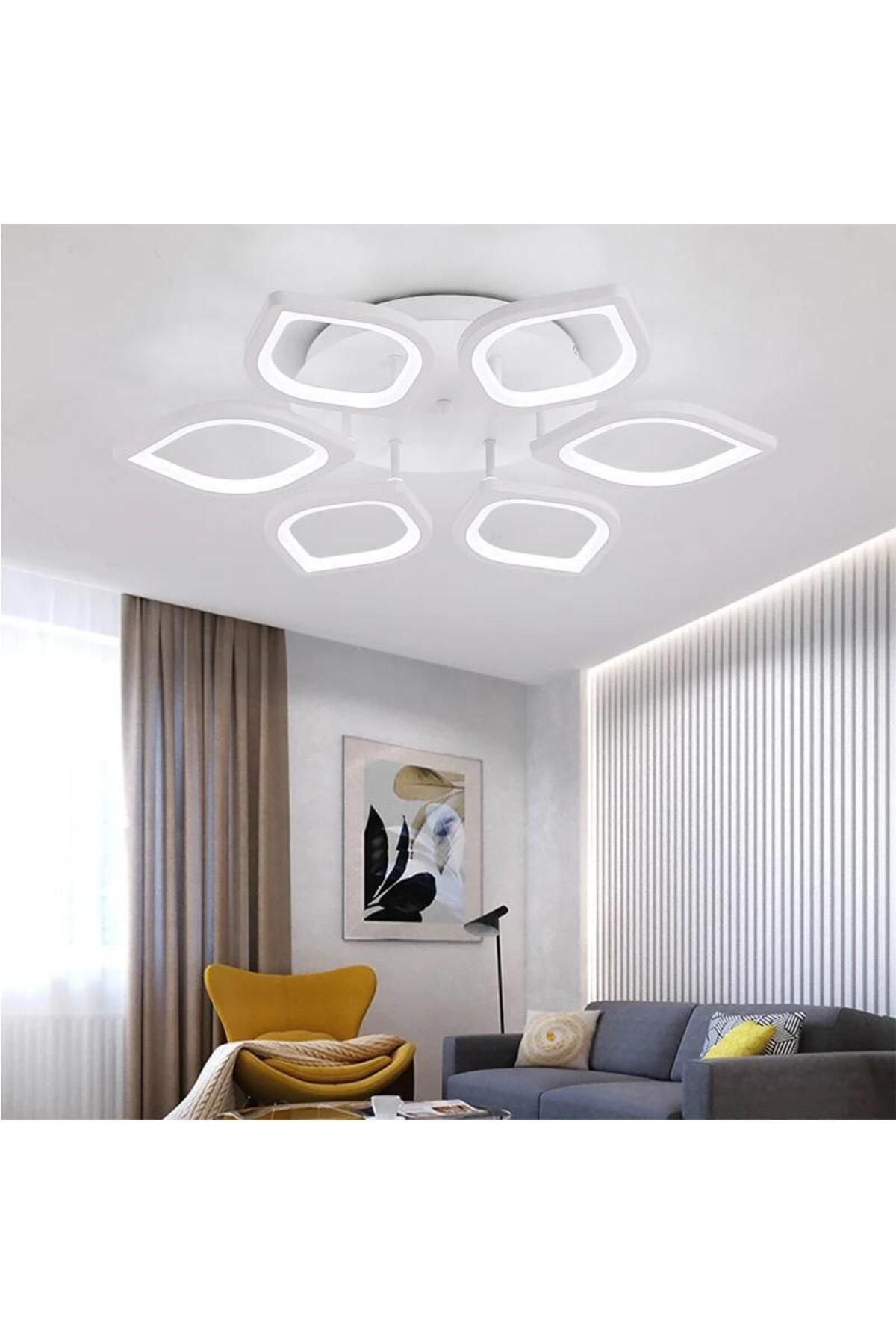 Defne Beyaz Plafonyer Lüks Modern 6'LI Günışığı Ledli Avize MS53005-6