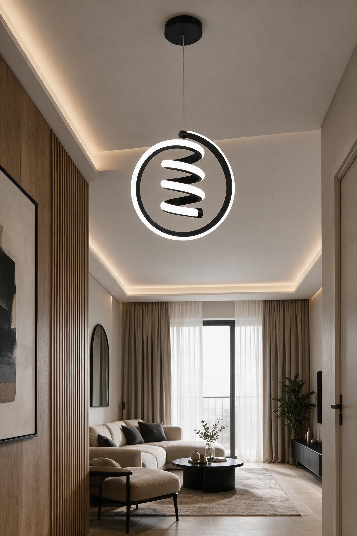 Venita Siyah Tekli Sarkıt Led Günışığı Ultra Ledli Salon Mutfak Oda Hol Ledli Avize