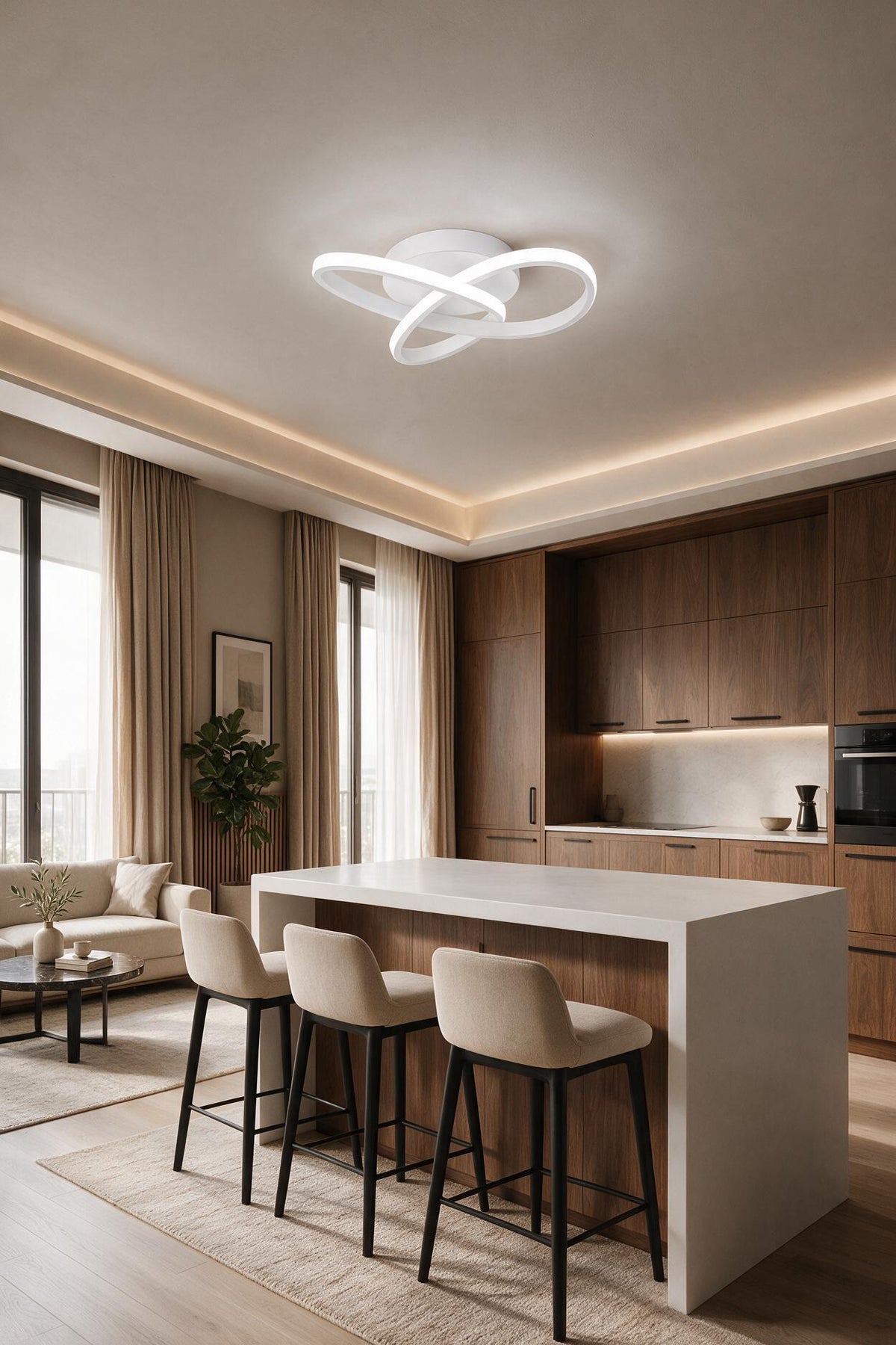 Elagans Beyaz Modern Ultra Power Beyaz Ledli Plafonyer Tekli Ledli Avize
