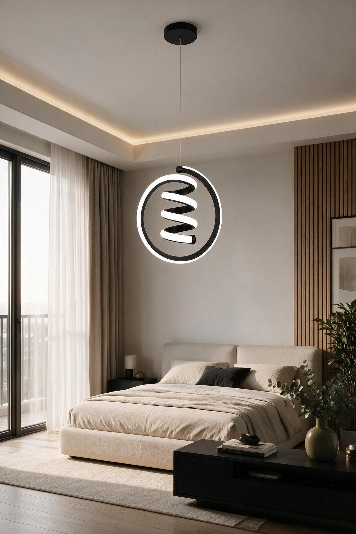 Venita Siyah Tekli Sarkıt Led Günışığı Ultra Ledli Salon Mutfak Oda Hol Ledli Avize