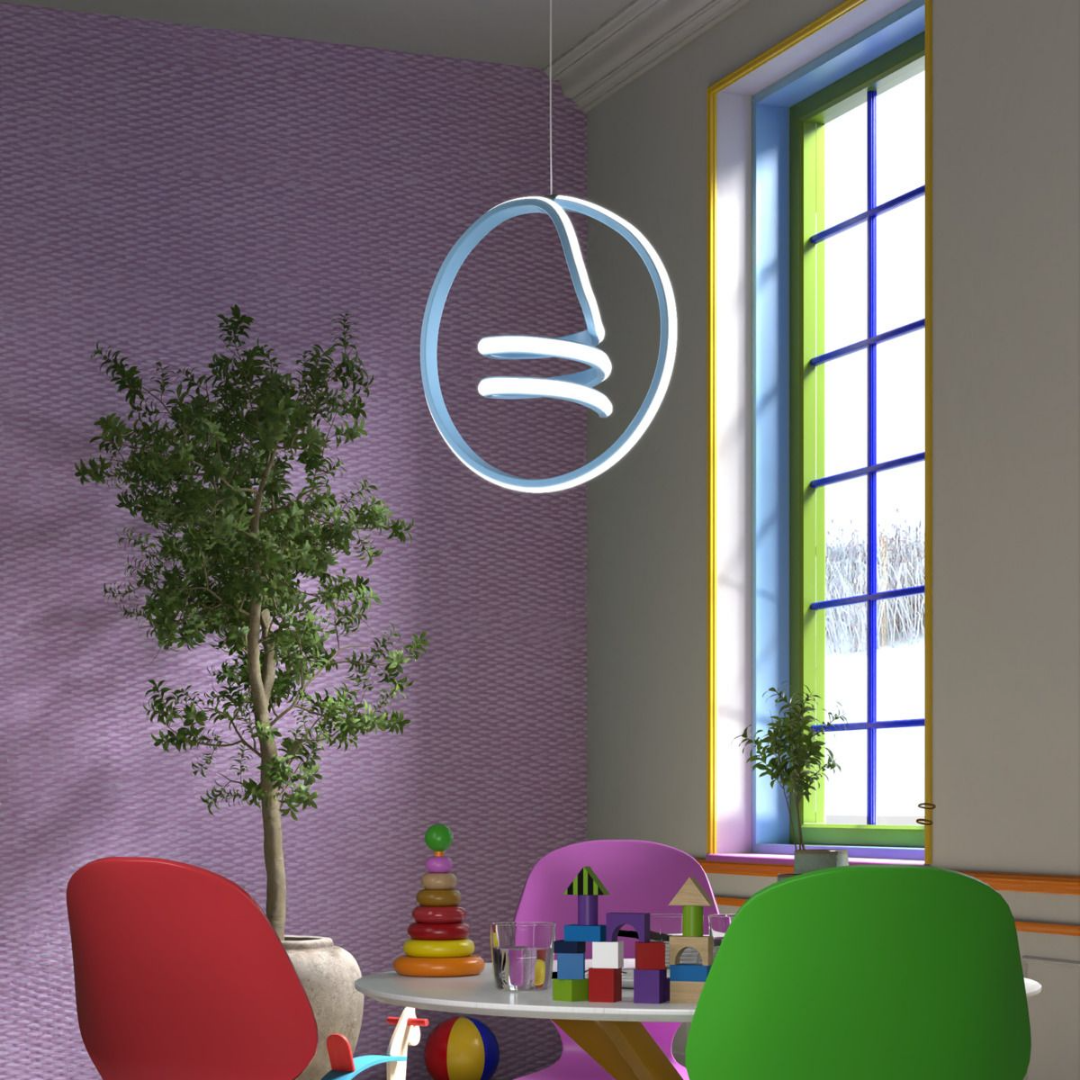 Venita Mavi Tekli Sarkıt Led Beyaz Işık Ultra Ledli Salon Mutfak Oda Hol Ledli Avize