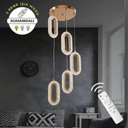 Eleni Gold 5'li Lüks Kumandalı Dimmerli 3 Renk Ledli Avize Modern Led Avize