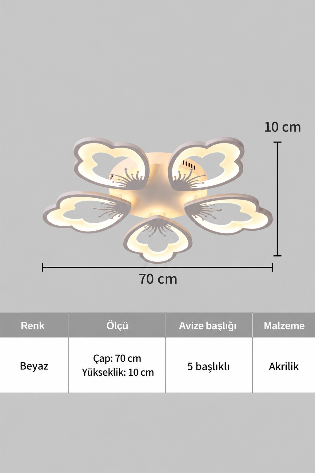 MS17005-5 Beyaz Plafonyer Lüks Modern 5'Lİ Günışığı Ledli Avize