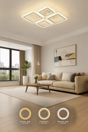 MS73005- 2+2 Modern 3 Renk Ledli  Plafonyer Beyaz Lüks Modern 4'Lü Ledli Avize