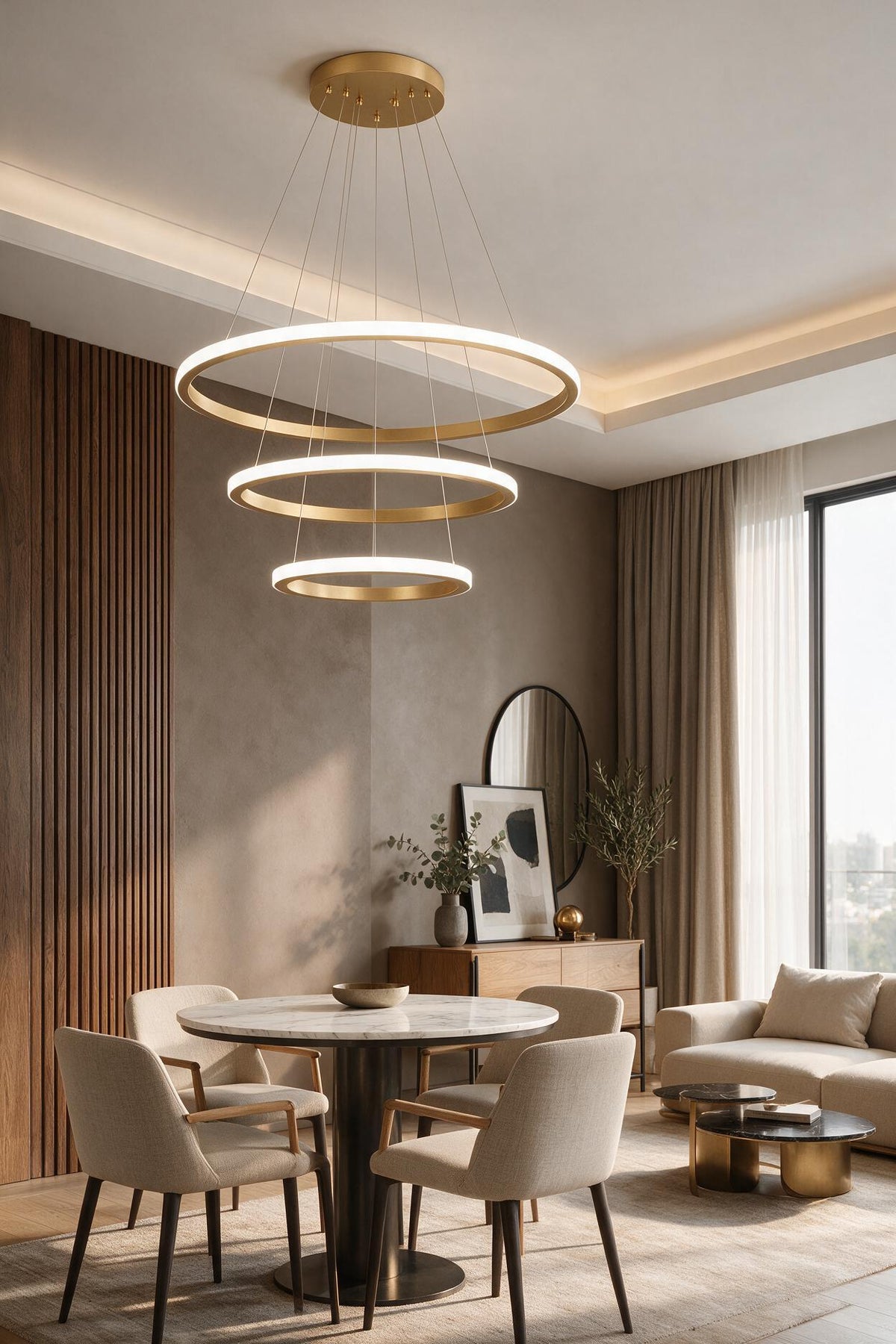 Robin 3'lü Eskitme Beyaz Ledli Modern Avize