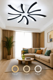 MS59005-5 Modern 3 Renk Ledli Plafonyer Siyah Lüks 5'Lİ Ledli Avize