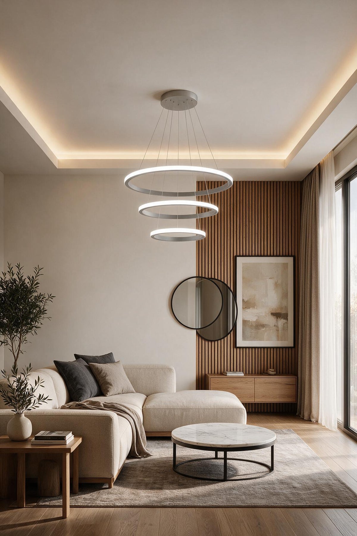 Robin 3'lü Gri Beyaz Ledli Modern Avize