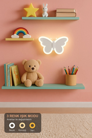 Butterfly Dekoratif 3 Renk Ledli Modern Ledli Aplik