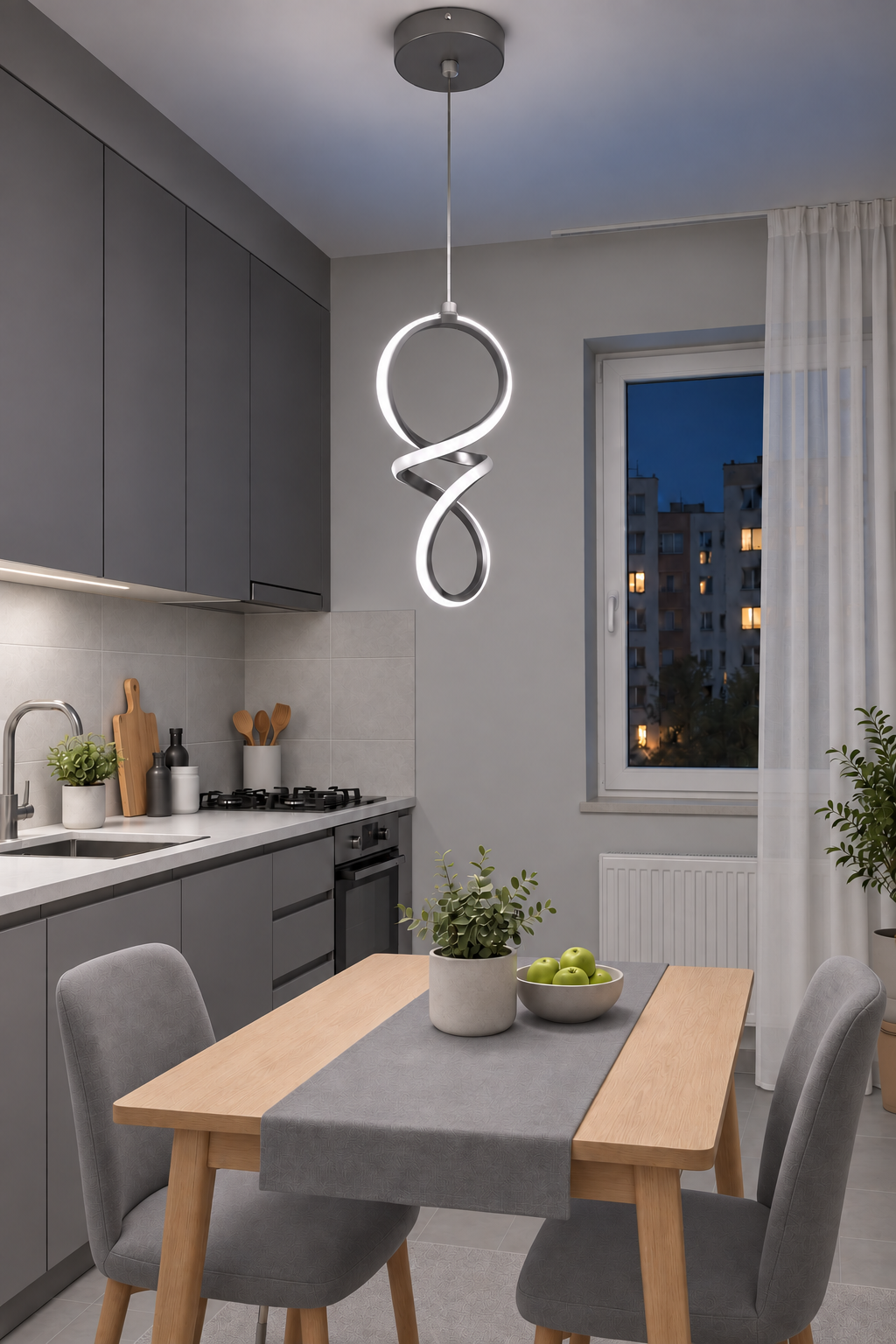Bohem Gri Beyaz Işık Ledli Modern Sarkıt Led Avize