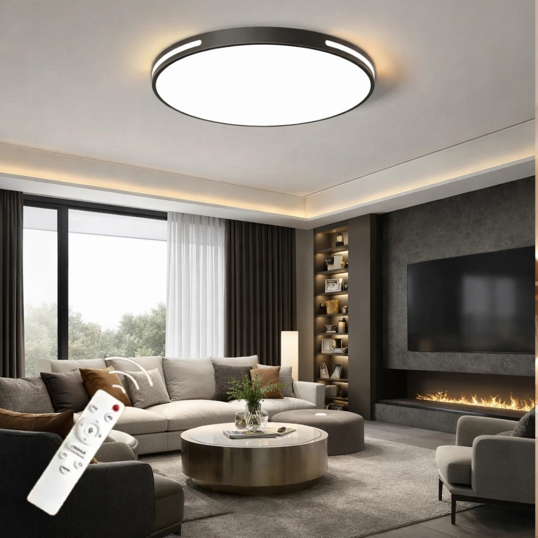 Vista Modern Siyah 50'Lik Uzaktan Kumandalı Dimmerli 3 Renk Ledli Plafonyer Ledli Avize Çap 50 cm