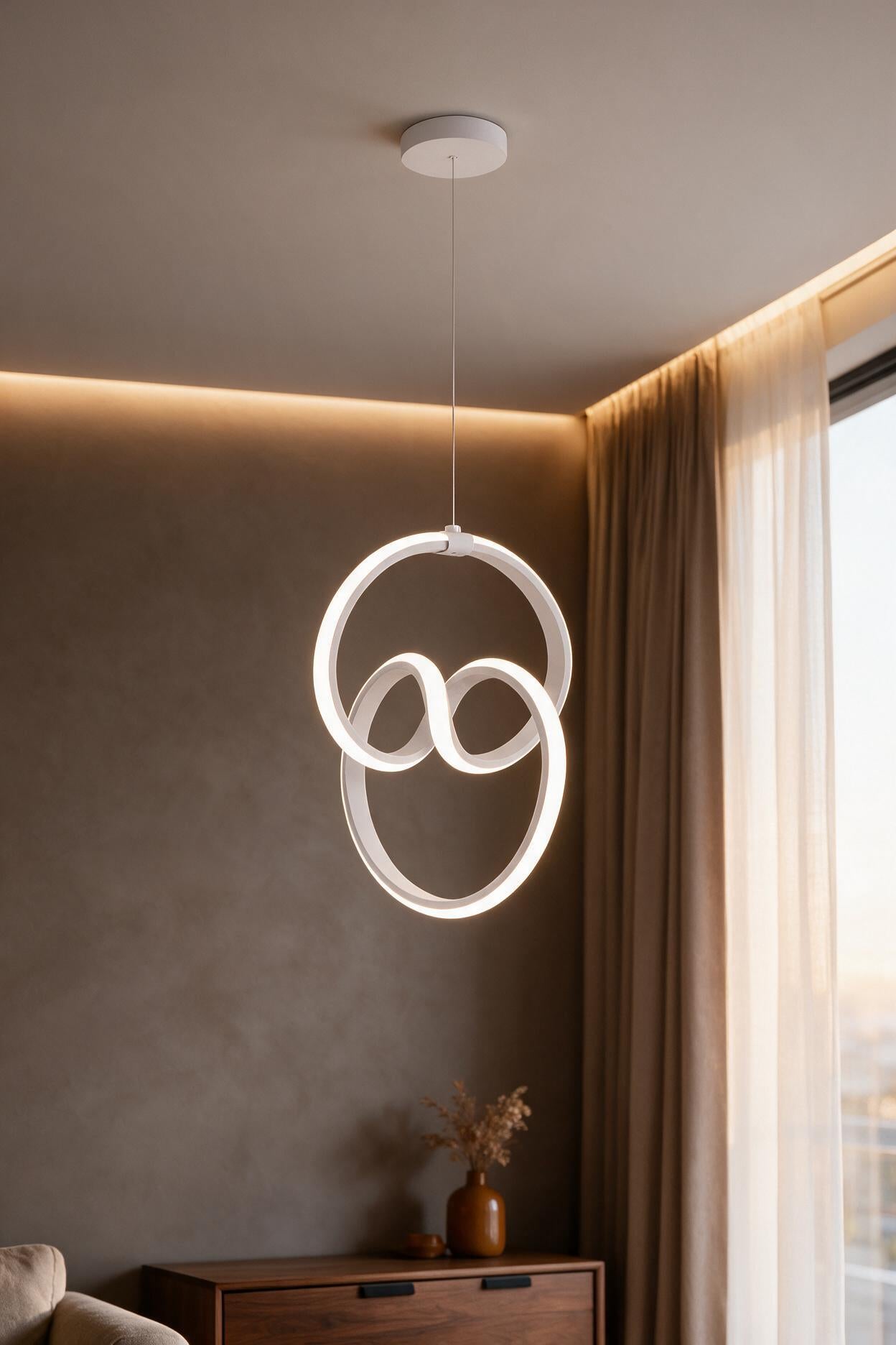Emily Beyaz Tekli Sarkıt Led Beyaz Işık Ultra Ledli Salon Mutfak Oda Hol Ledli Avize