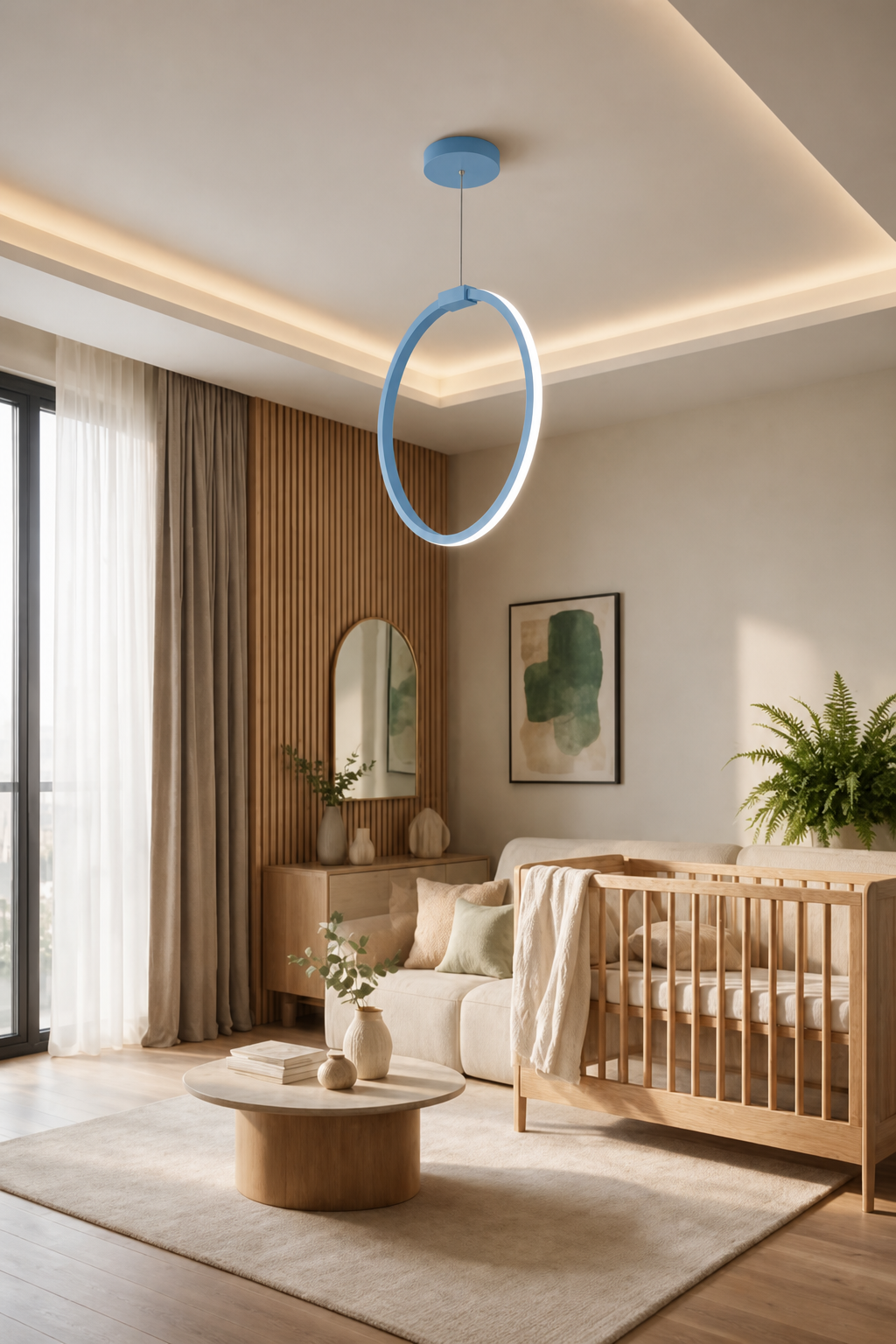 Rings Mavi Tekli Sarkıt Led Beyaz Işık Ultra Ledli Salon Mutfak Oda Hol Ledli Avize