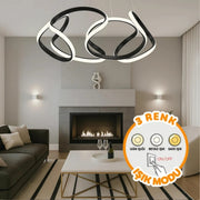 Artemis Siyah 3 Renk Ledli Sarkık Ledli Avize Modern Led Avize
