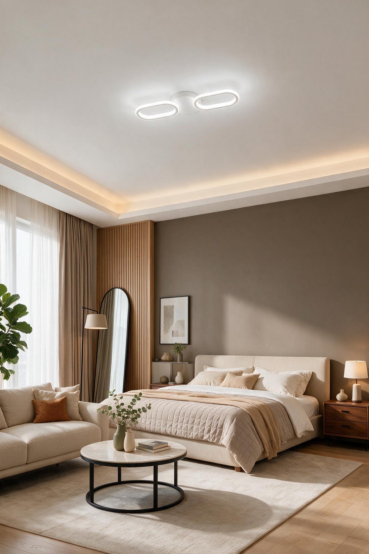 Hermes Modern Beyaz 2'Li Plafonyer Ultra Power Beyaz Ledli Avize