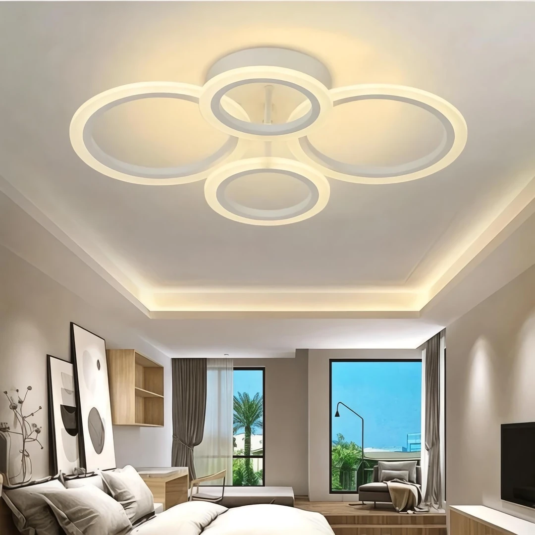 Arya 4 Beyaz Plafonyer Lüks Modern 4'LÜ 3 Renk Ledli Avize