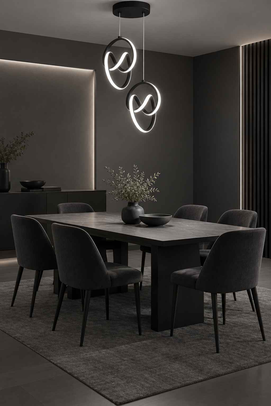 Trend 2'Li Siyah Sarkık Power Beyaz Ledli Avize Modern Led Avize