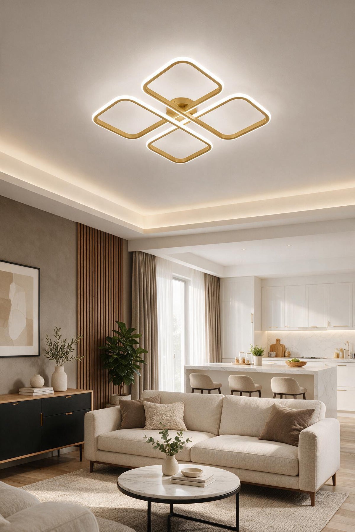 Novem Eskitme Plafonyer Kumandalı Ultra Süper 3 Renk Işık Ledli Avize