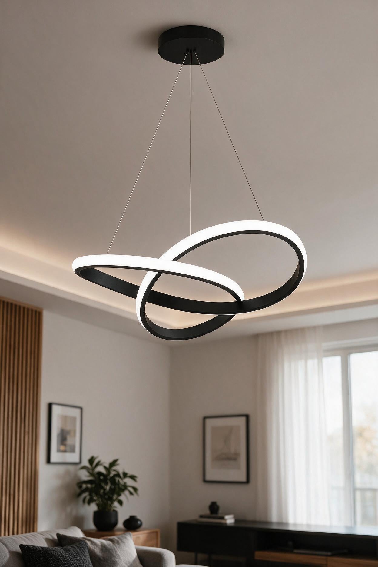 Venedik Siyah Ultra Power Beyaz Ledli Avize Sarkık Modern Led Avize
