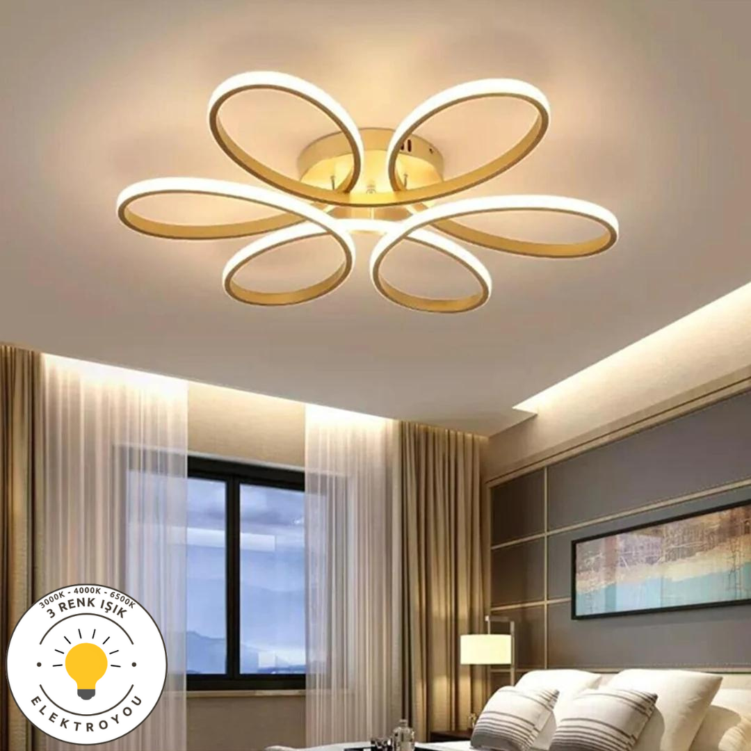 Nipul Eskitme Plafonyer Modern Ultra Süper 3 Renk Işıklı Ledli Avize