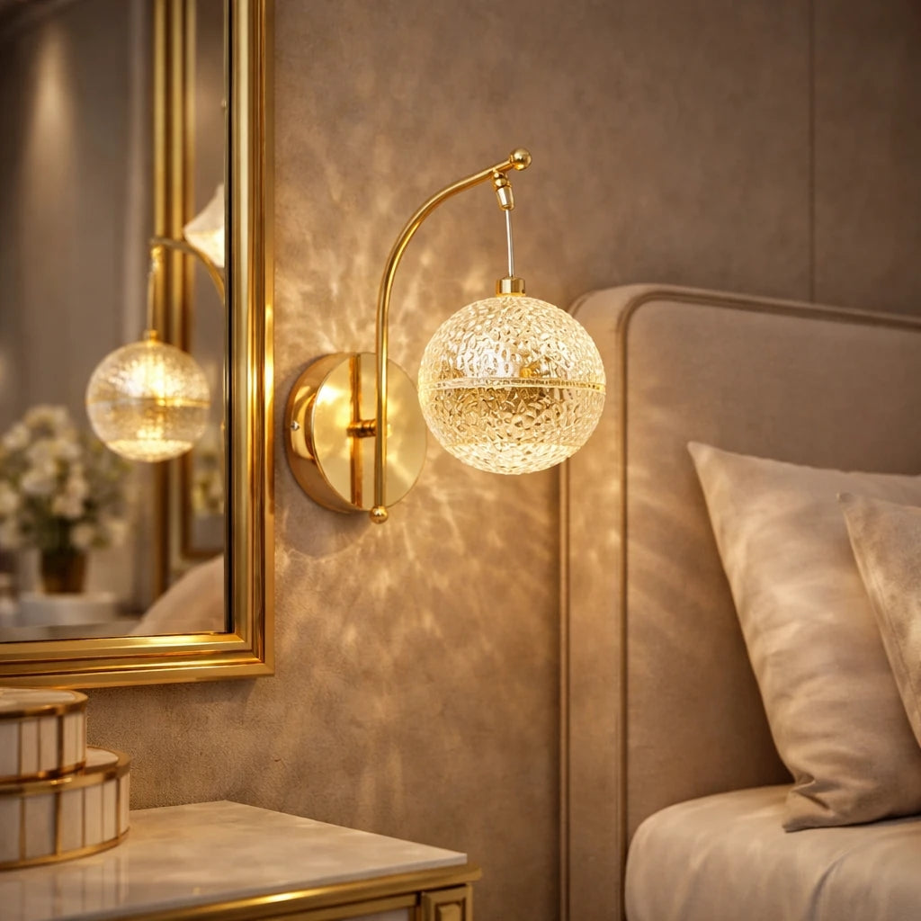 SNM2050 Gold 3 Renk Ledli Lüks Modern Sarkık Tekli Ledli Aplik