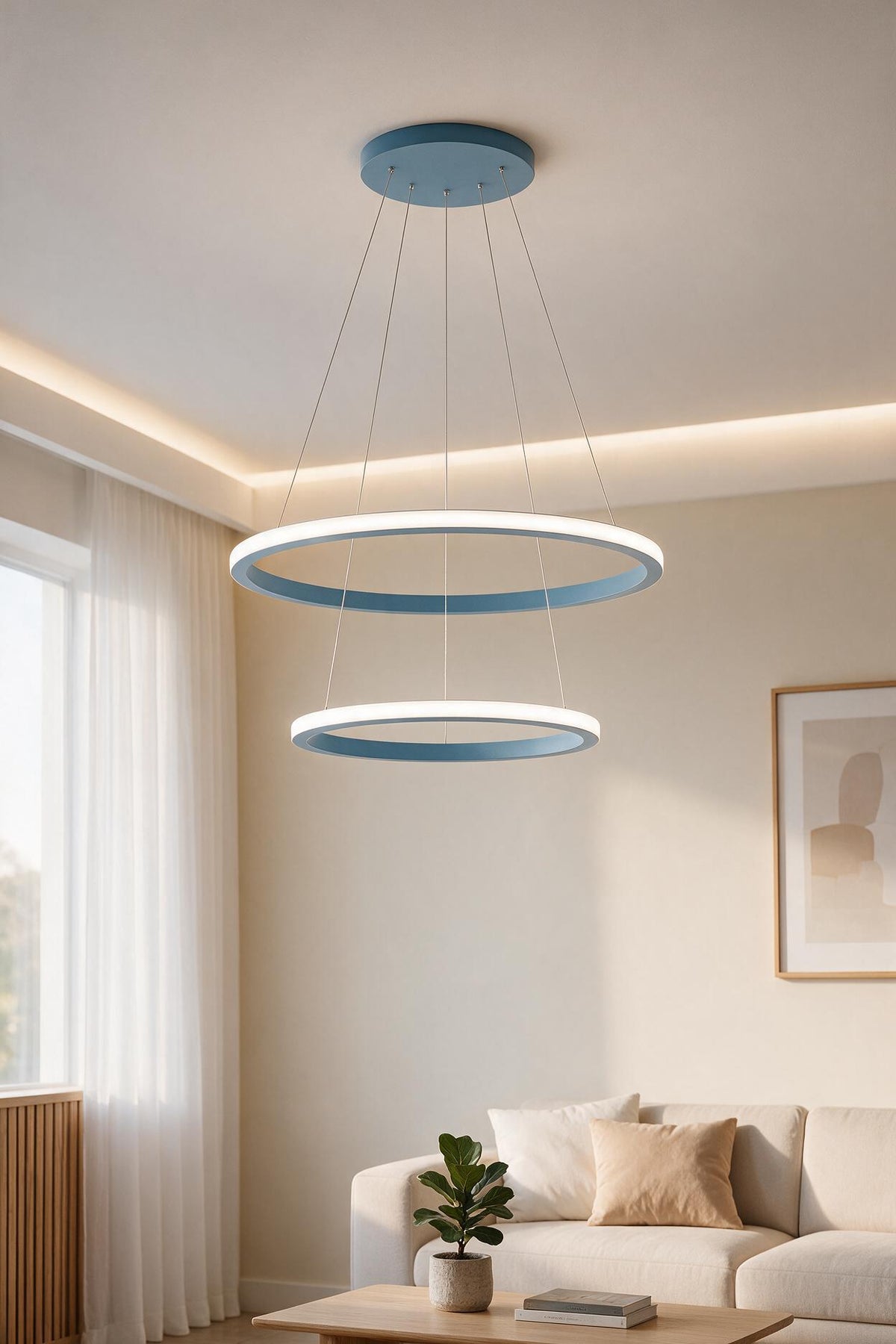 Robin 2 'li Mavi Sarkıt Beyaz Ledli Modern Led Avize
