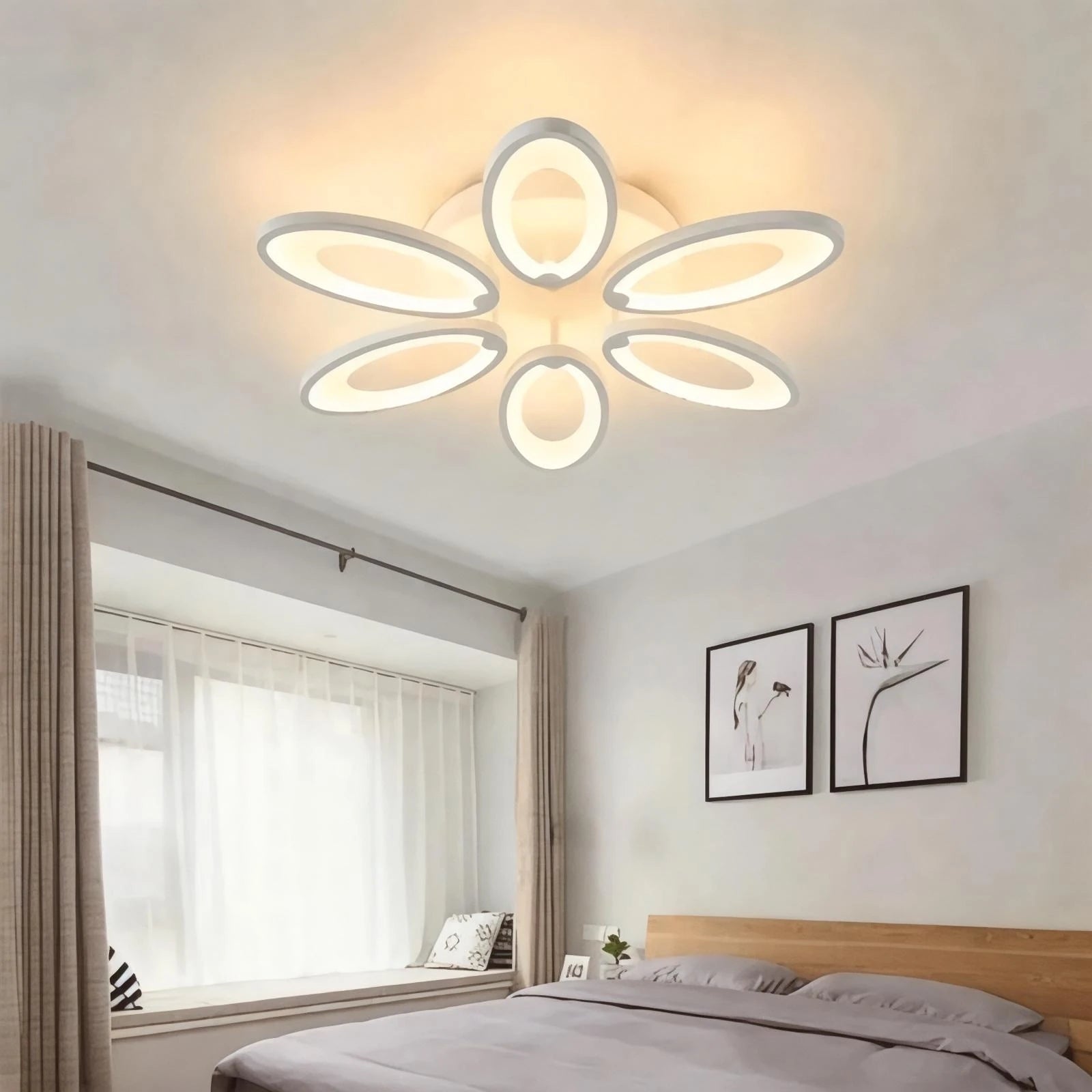 MS31005-6 Modern 3 Renk Ledli Beyaz Plafonyer Lüks Modern 6'lı Ledli Avize