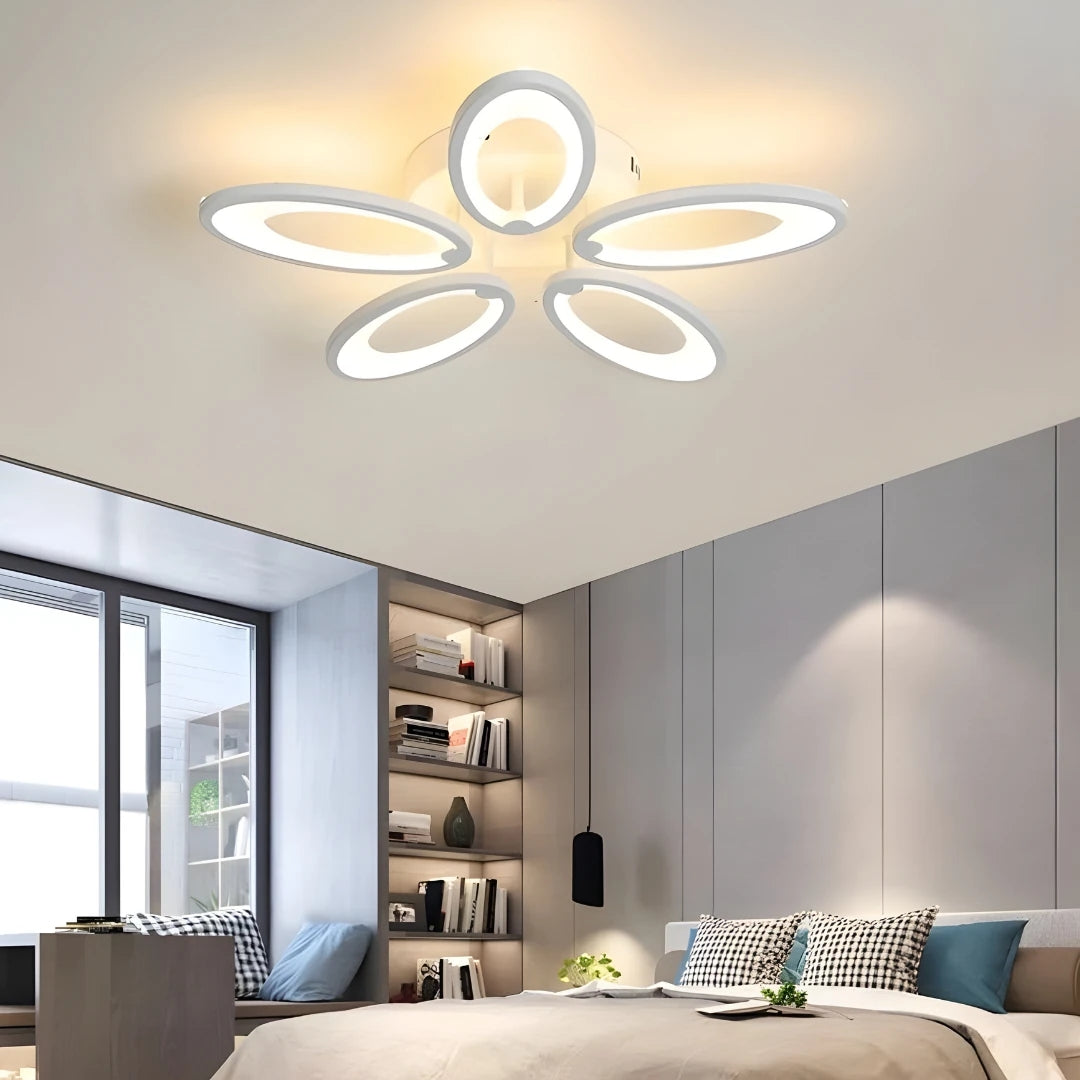 MS31005-5  Modern 3 Renk Ledli Plafonyer Beyaz Lüks 5'Lİ Ledli Avize