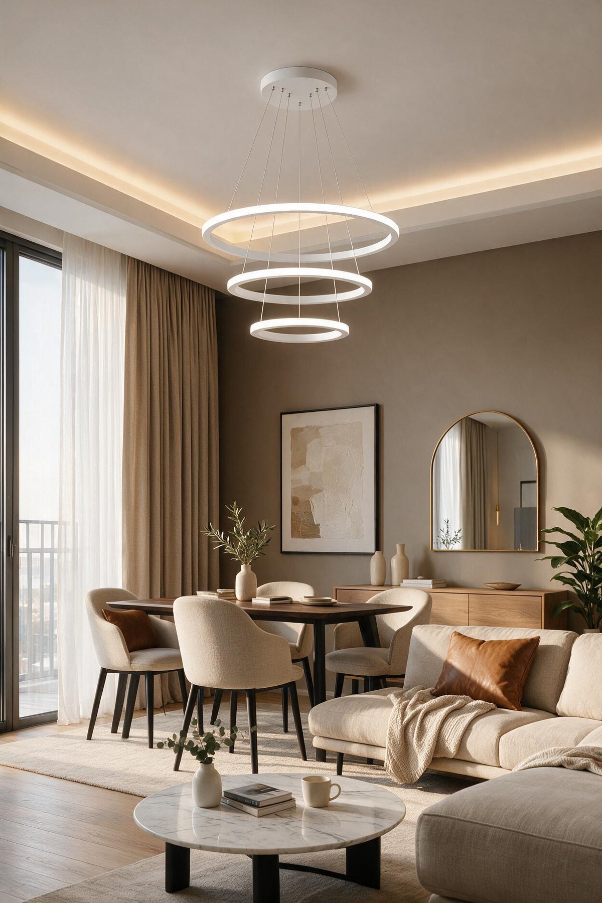 Robin 3'lü Beyaz Beyaz Ledli Modern Avize