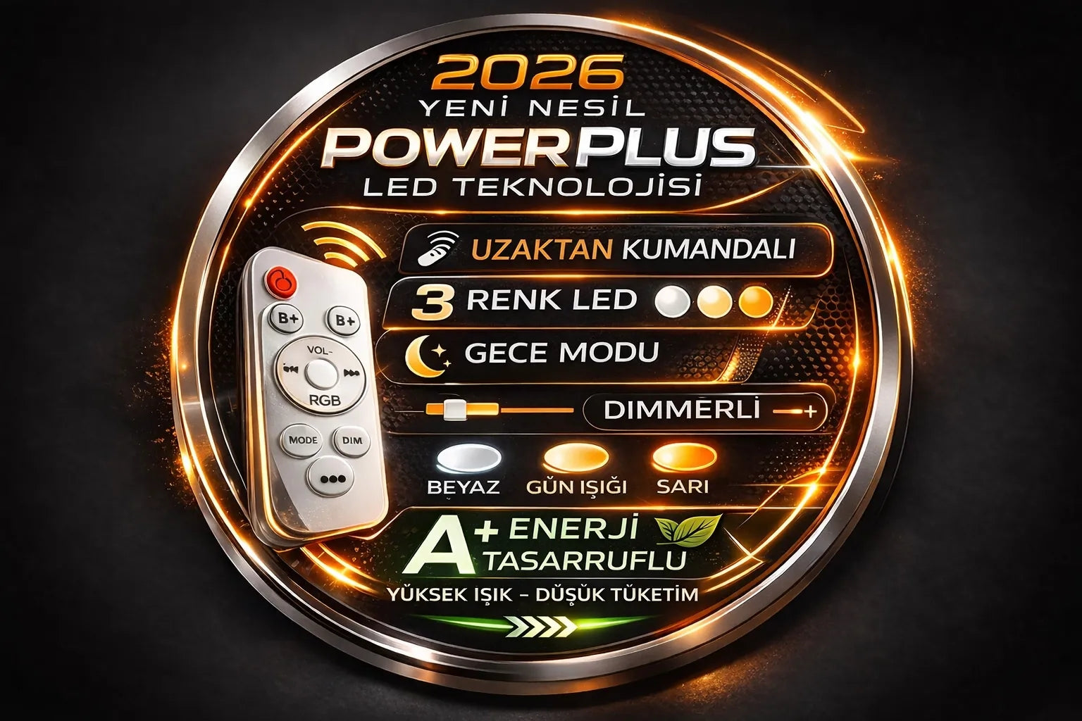 Luxury Gold Beyaz Özel Tasarım Gold Çizgi Detaylı Uzaktan Kumandalı Dimmerli Gece Modlu 3 Renk Ledli Avize - Çap 60 cm