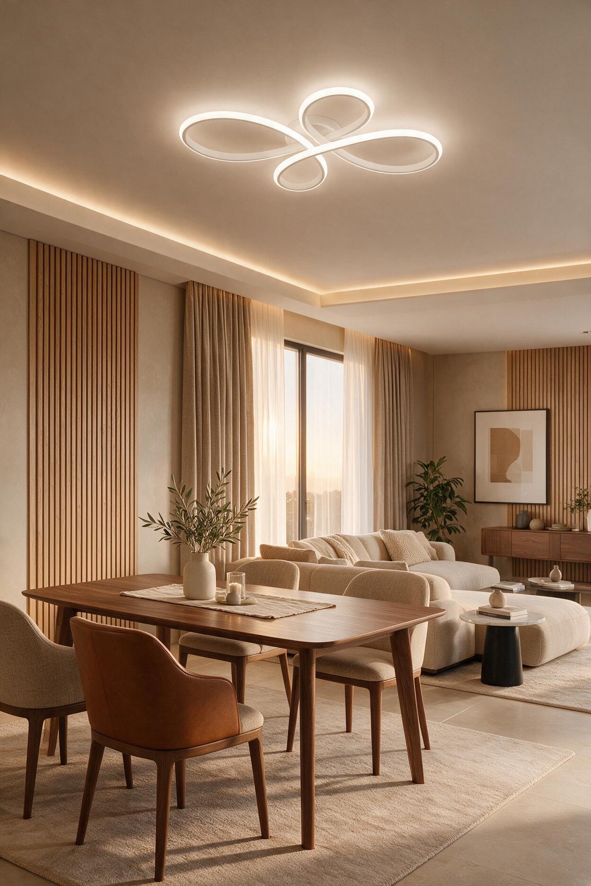 Nehir Beyaz Plafonyer Modern Beyaz Işık Ledli Avize