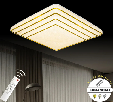 İnci Gold Lüks 4 Katlı Tasarım Kumandalı 3 Renk Ledli Avize Çap 60 cm
