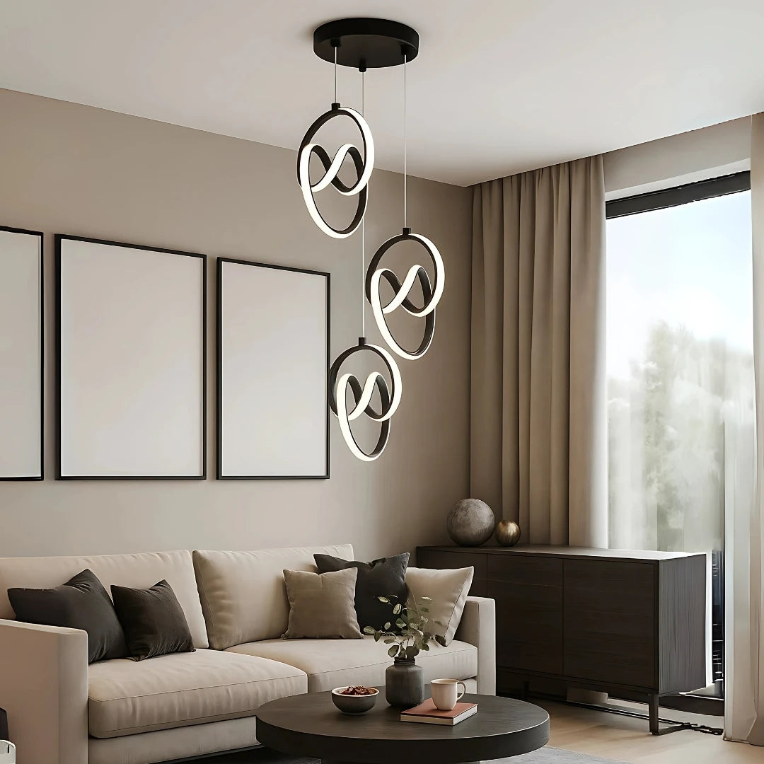 Trend 3'Lü Siyah Sarkık Power Beyaz Ledli Avize Modern Led Avize