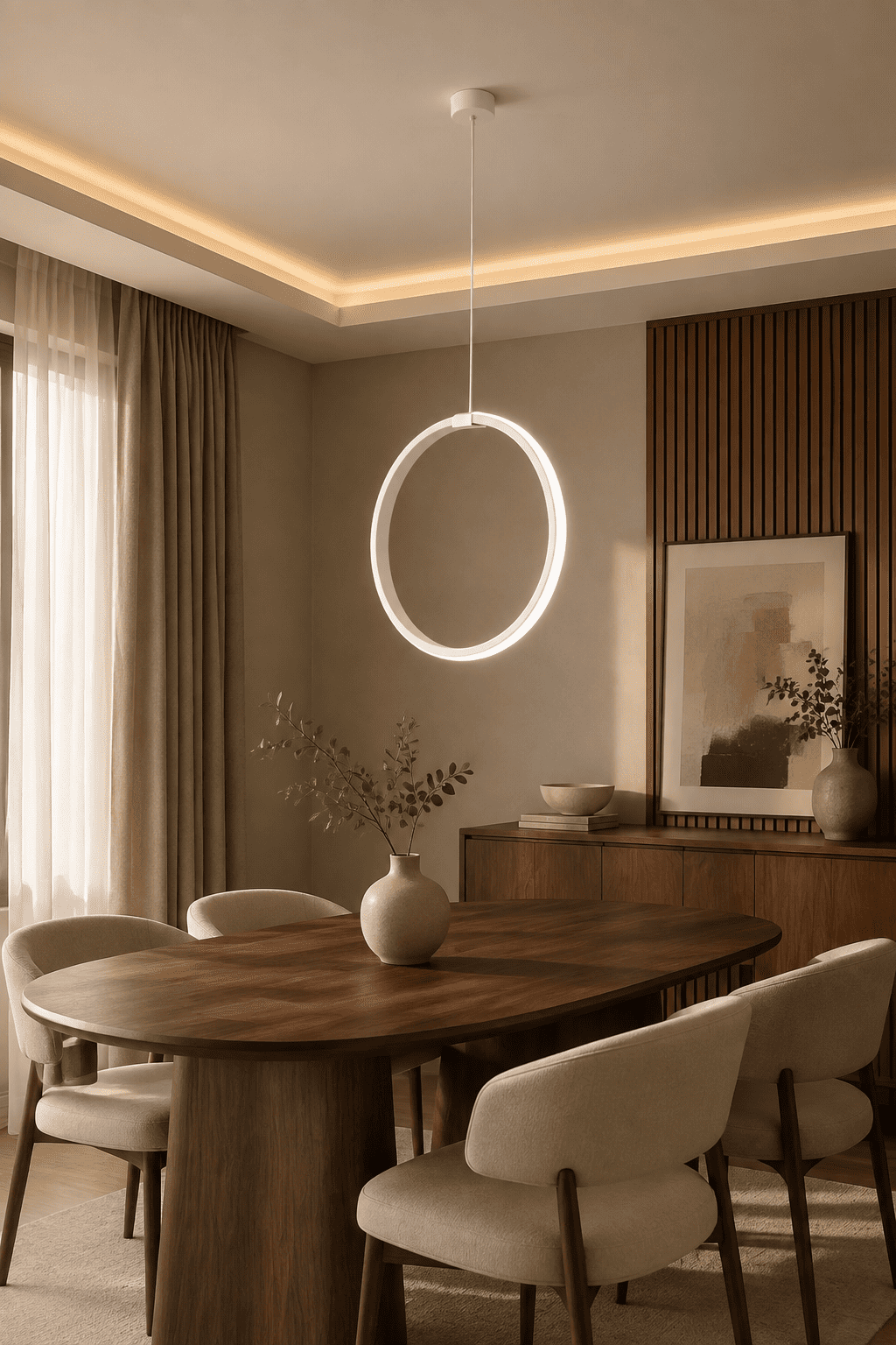 Rings Beyaz Tekli Sarkıt Led Beyaz Işık Ultra Ledli Salon Mutfak Oda Hol Ledli Avize