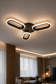 Hermes Siyah Modern Ultra Power Beyaz Ledli 3'Lü Plafonyer Ledli Avize