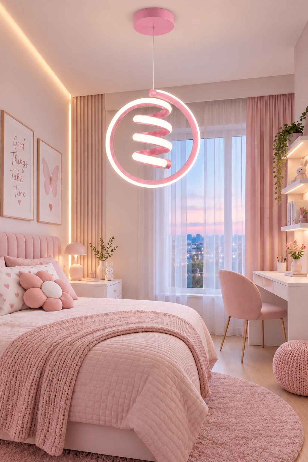 Venita Pembe Tekli Sarkıt Led Günışığı Ultra Ledli Salon Mutfak Oda Hol Ledli Avize