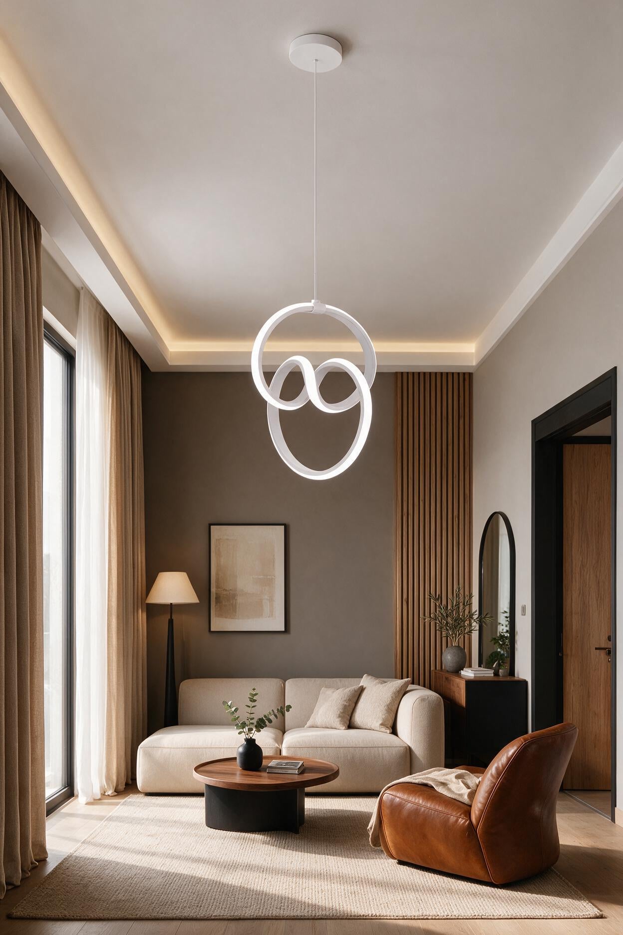 Emily Beyaz Tekli Sarkıt Led Beyaz Işık Ultra Ledli Salon Mutfak Oda Hol Ledli Avize