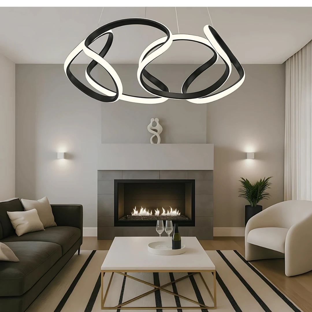 Artemis Siyah 3 Renk Ledli Sarkık Ledli Avize Modern Led Avize