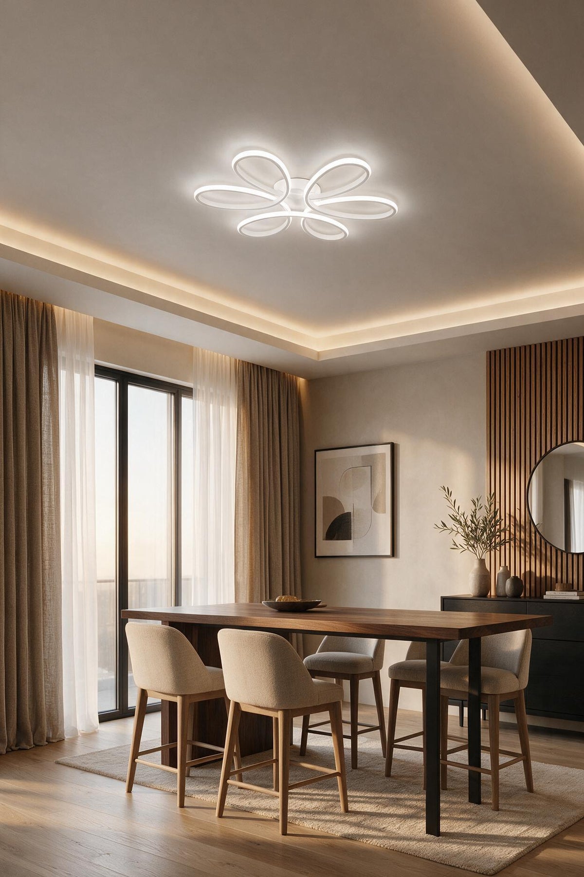 Nipul Beyaz Plafonyer Modern Ultra Süper 3 Renk Işıklı Ledli Avize