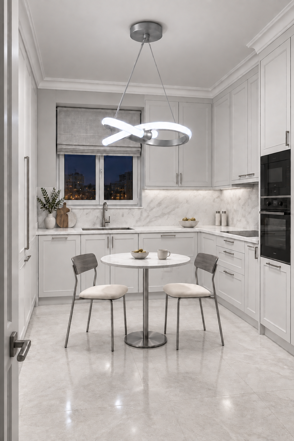 Modern Bonna Tekli Gri Sarkıt Led Beyaz Işık Power Ledli Salon Mutfak Oda Hol Ledli Avize