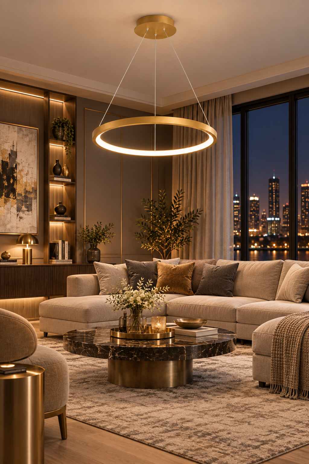 Ringa Eskitme Beyaz Işık Modern Tasarım Led Avize