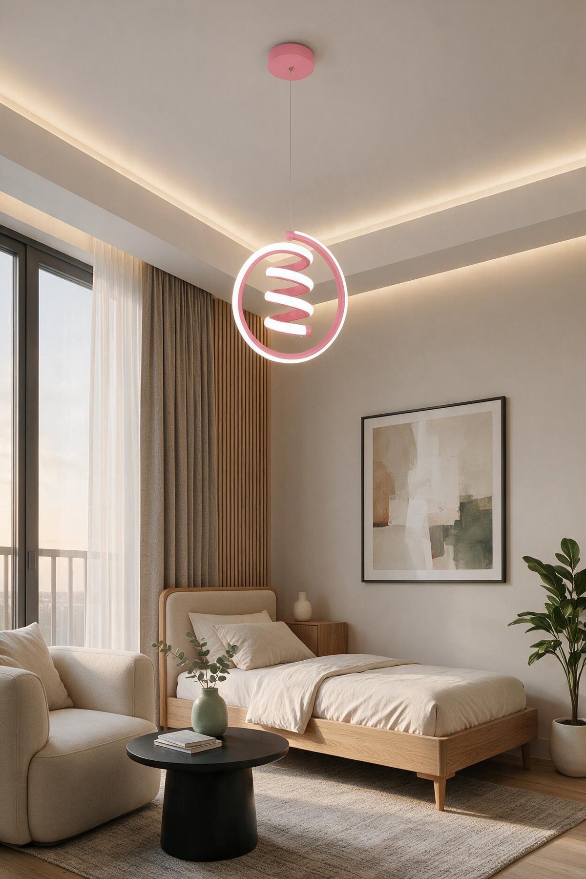 Venita Pembe Tekli Sarkıt Led Günışığı Ultra Ledli Salon Mutfak Oda Hol Ledli Avize