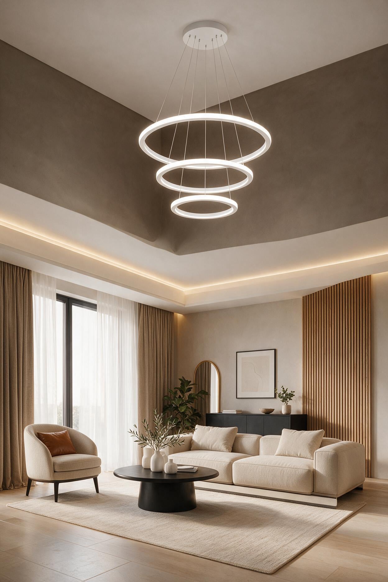 Robin 3'lü Beyaz Beyaz Ledli Modern Avize
