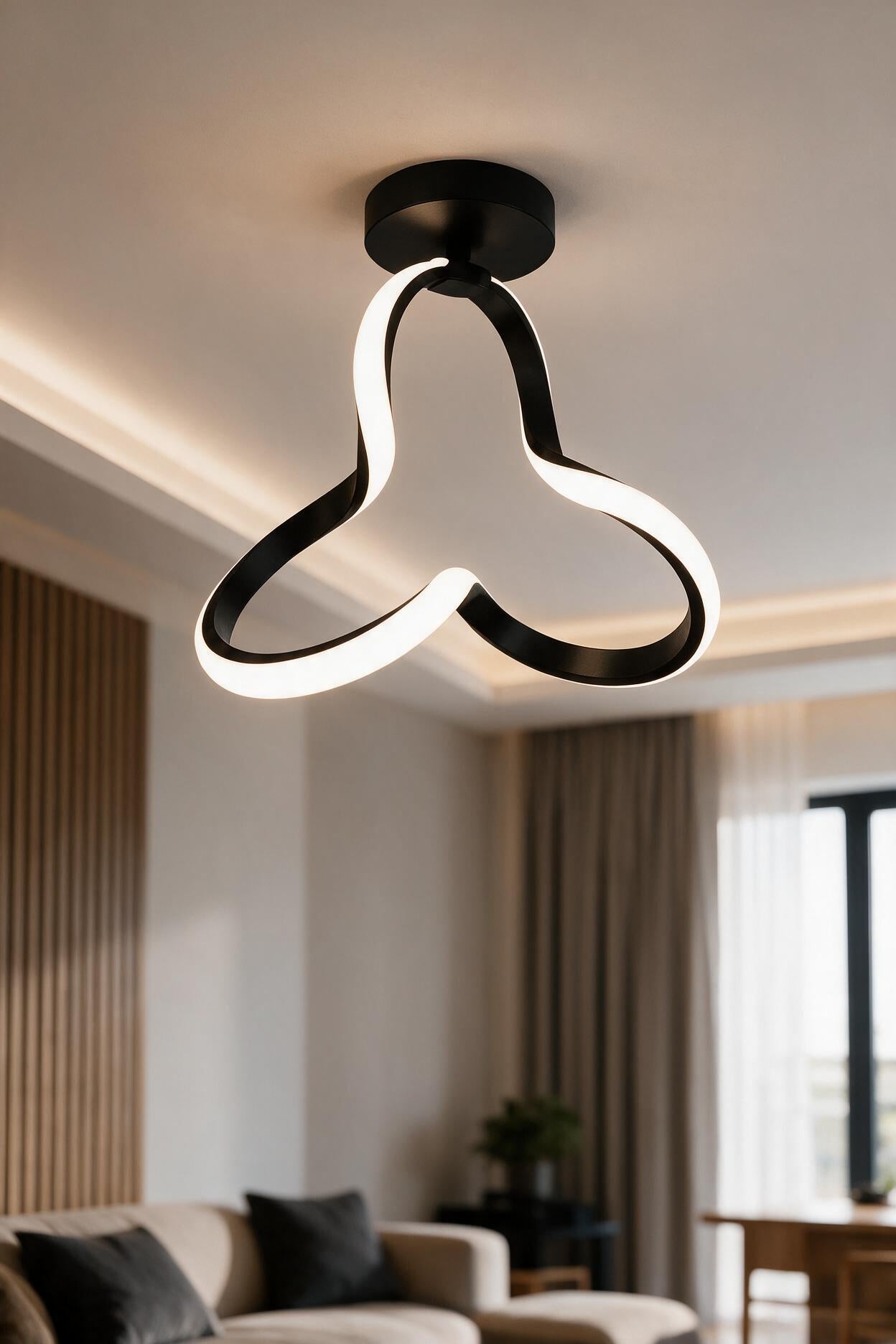 Clover Siyah Tekli Plafonyer Led Günışığı Ultra Ledli Salon Mutfak Oda Hol Ledli Avize