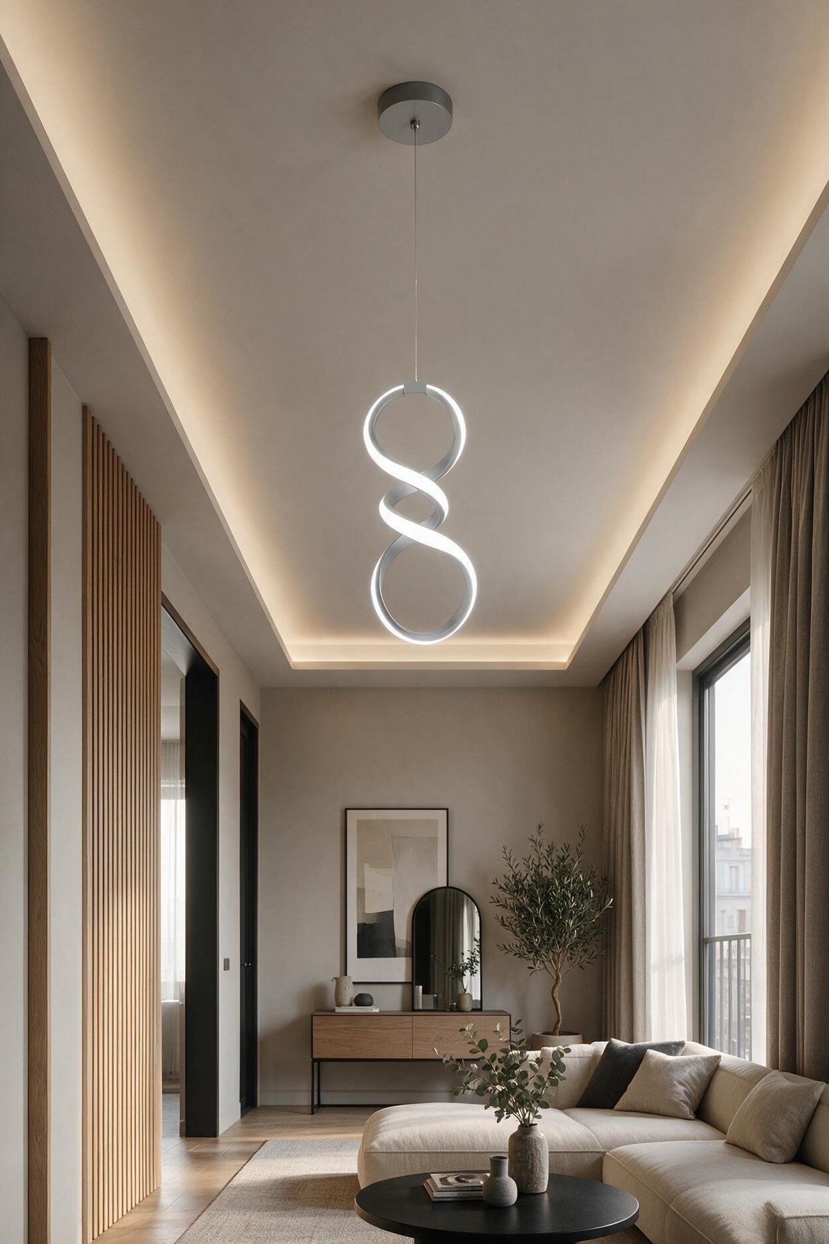 Bohem Gri Beyaz Işık Ledli Modern Sarkıt Led Avize