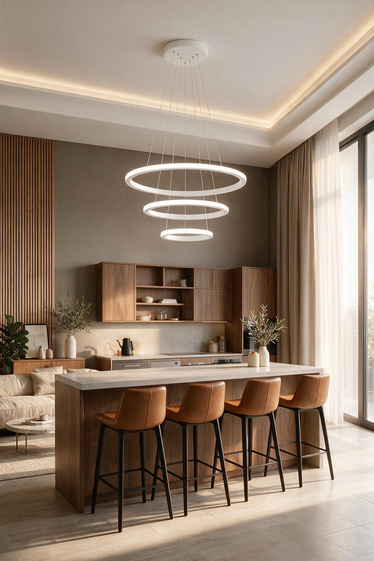 Robin 3'lü Beyaz Beyaz Ledli Modern Avize