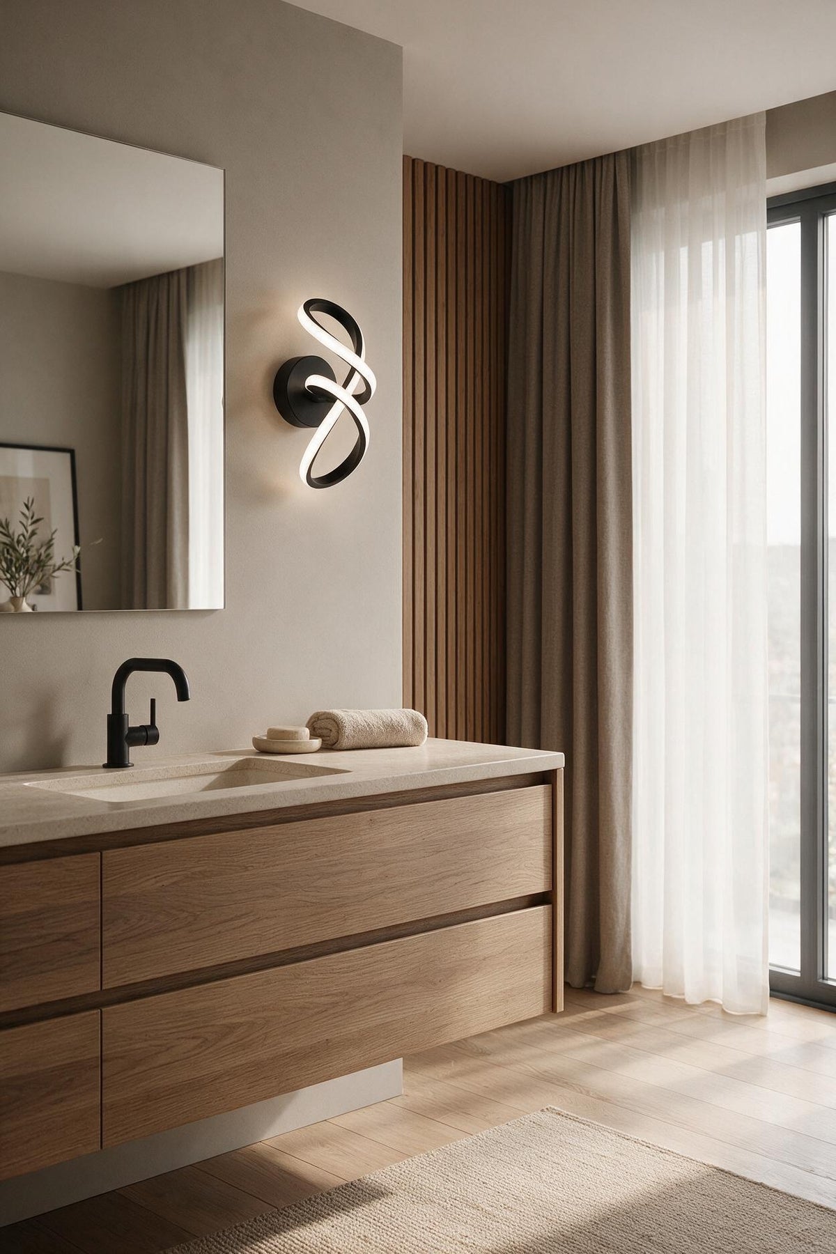 Sahra Modern Siyah Dekoratif Günışığı Ledli Aplik